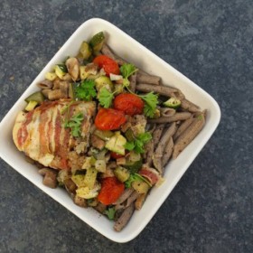Boekweitpasta met kipfilets
