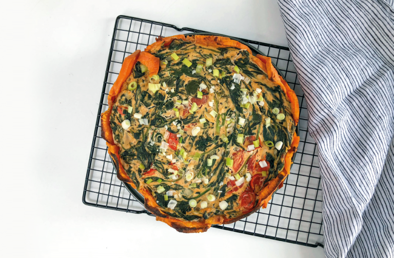 Vegan quiche met zoete aardappel